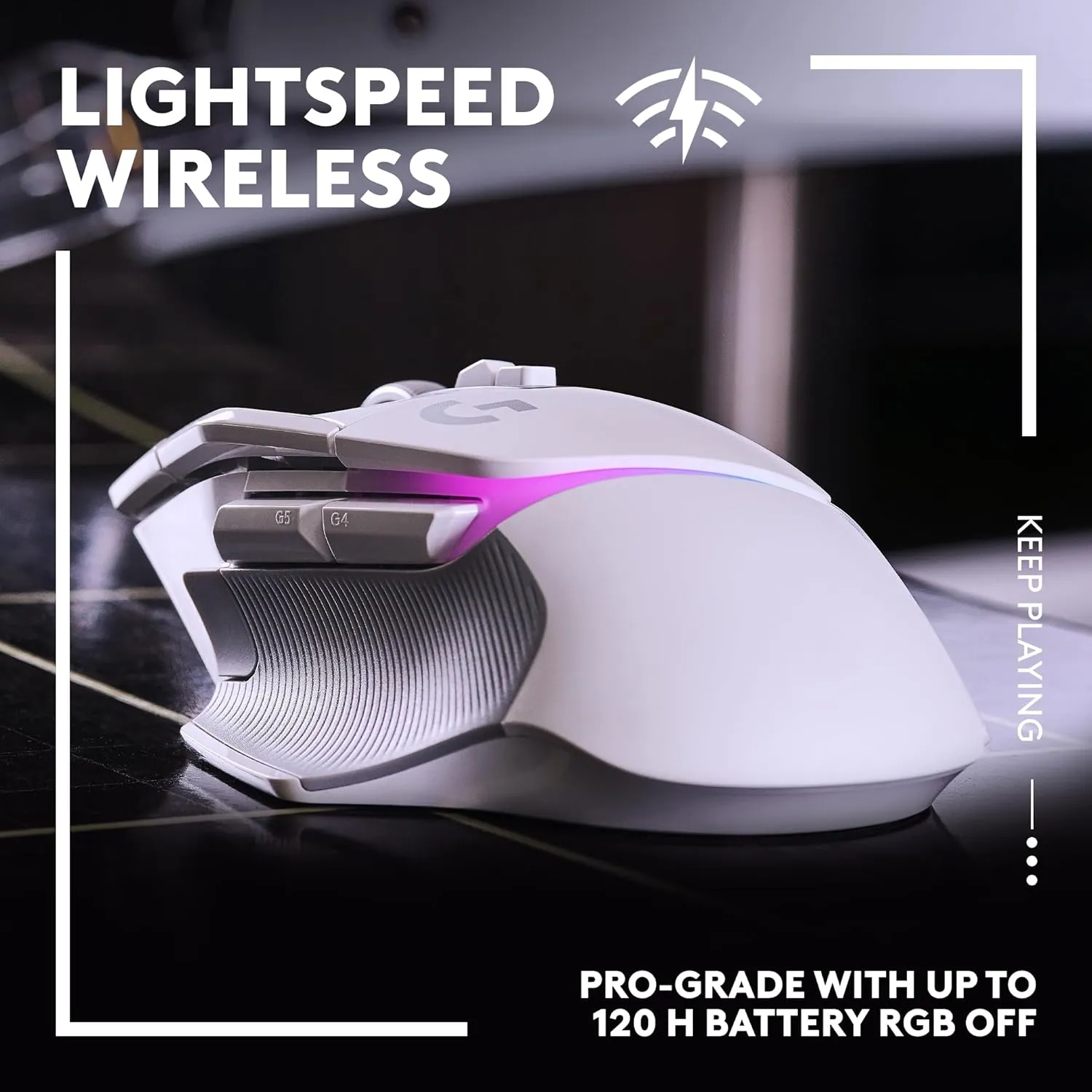 Logitech G502 X Plus Wireless Gaming Mouse - LIGHTSPEED Optical, LIGHTFORCE Switches, LIGHTSYNC RGB, HERO 25K Sensor for PC/Mac - White
