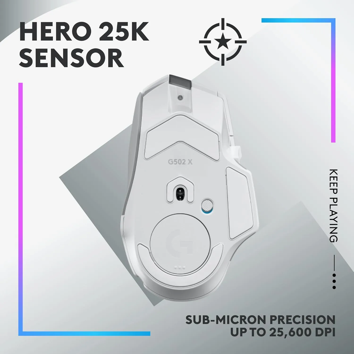 Logitech G502 X Plus Wireless Gaming Mouse - LIGHTSPEED Optical, LIGHTFORCE Switches, LIGHTSYNC RGB, HERO 25K Sensor for PC/Mac - White