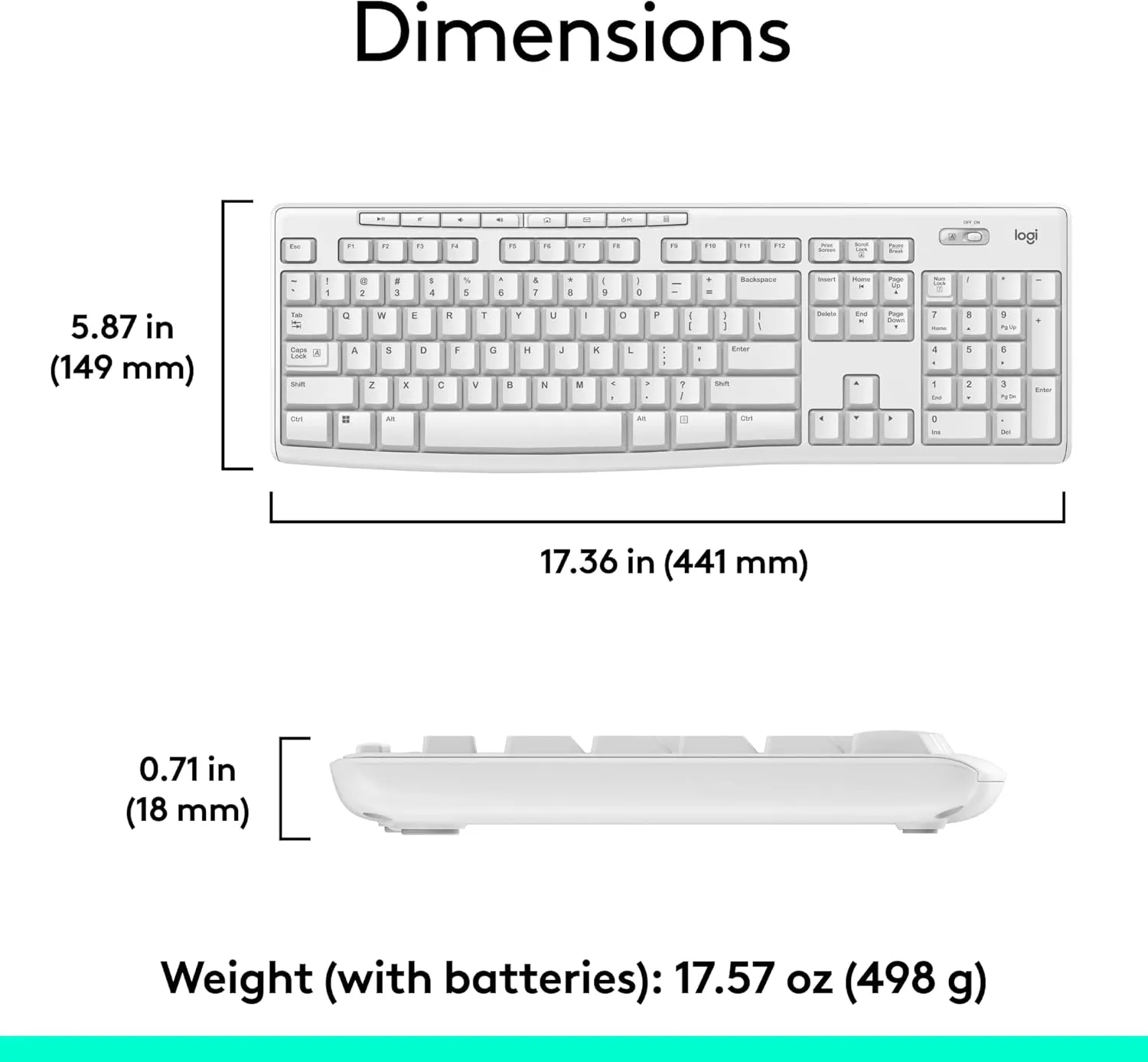 Logitech MK270 Wireless Keyboard and Mouse Combo for Windows, 2.4 GHz, 8 Multimedia Keys, PC, Laptop, Wireless Keyboard Compact Mouse Combo - White