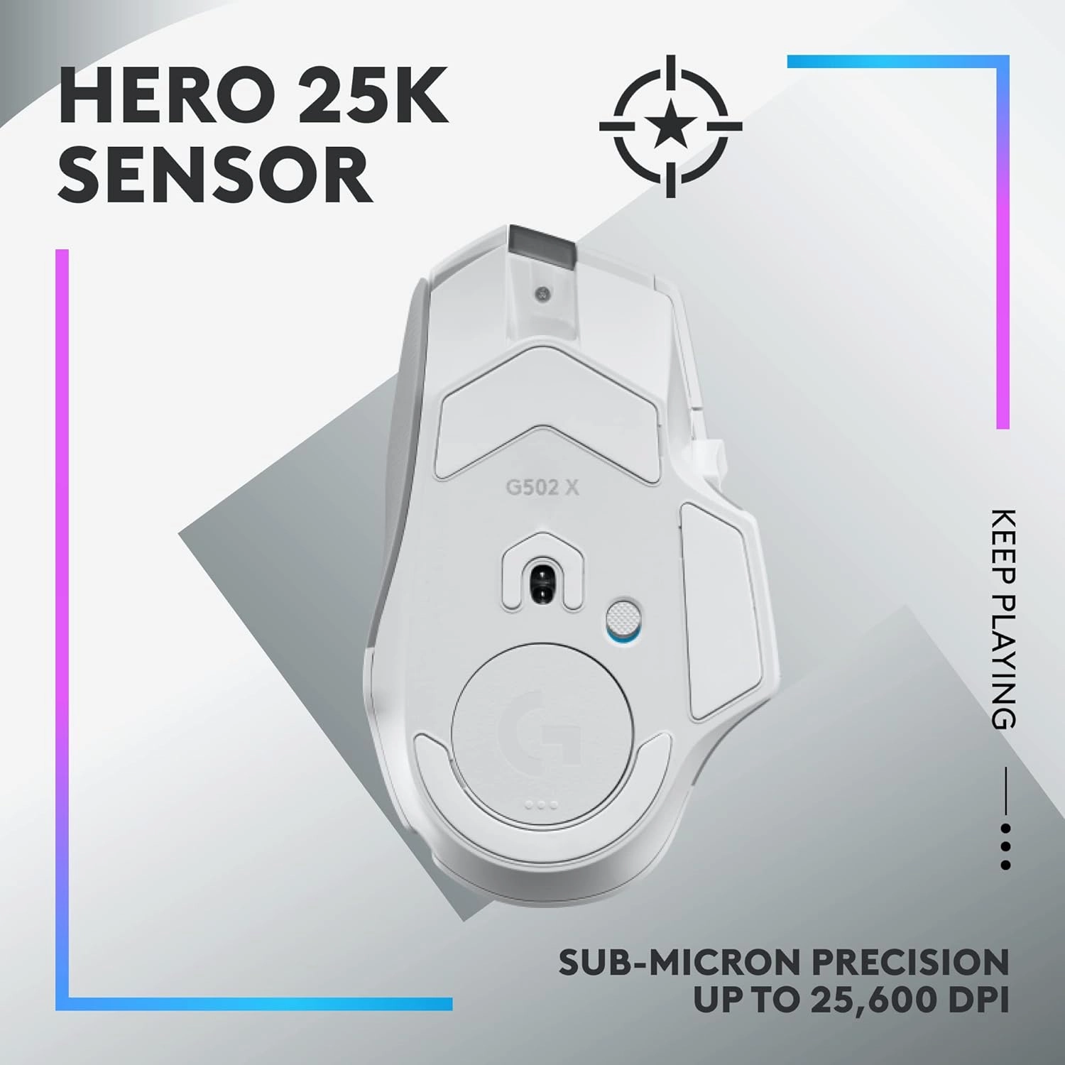 Logitech G502 X Plus Lightspeed Wireless Gaming Mouse, White | Hero Sensor, 25,600 DPI, 13 Programmable Buttons, LIGHTFORCE Switches, RGB Lighting, PC/Mac | with Signature Series Charging Dock