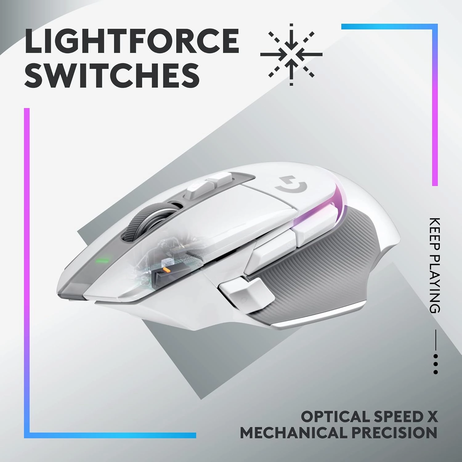 Logitech G502 X Plus Lightspeed Wireless Gaming Mouse, White | Hero Sensor, 25,600 DPI, 13 Programmable Buttons, LIGHTFORCE Switches, RGB Lighting, PC/Mac | with Signature Series Charging Dock