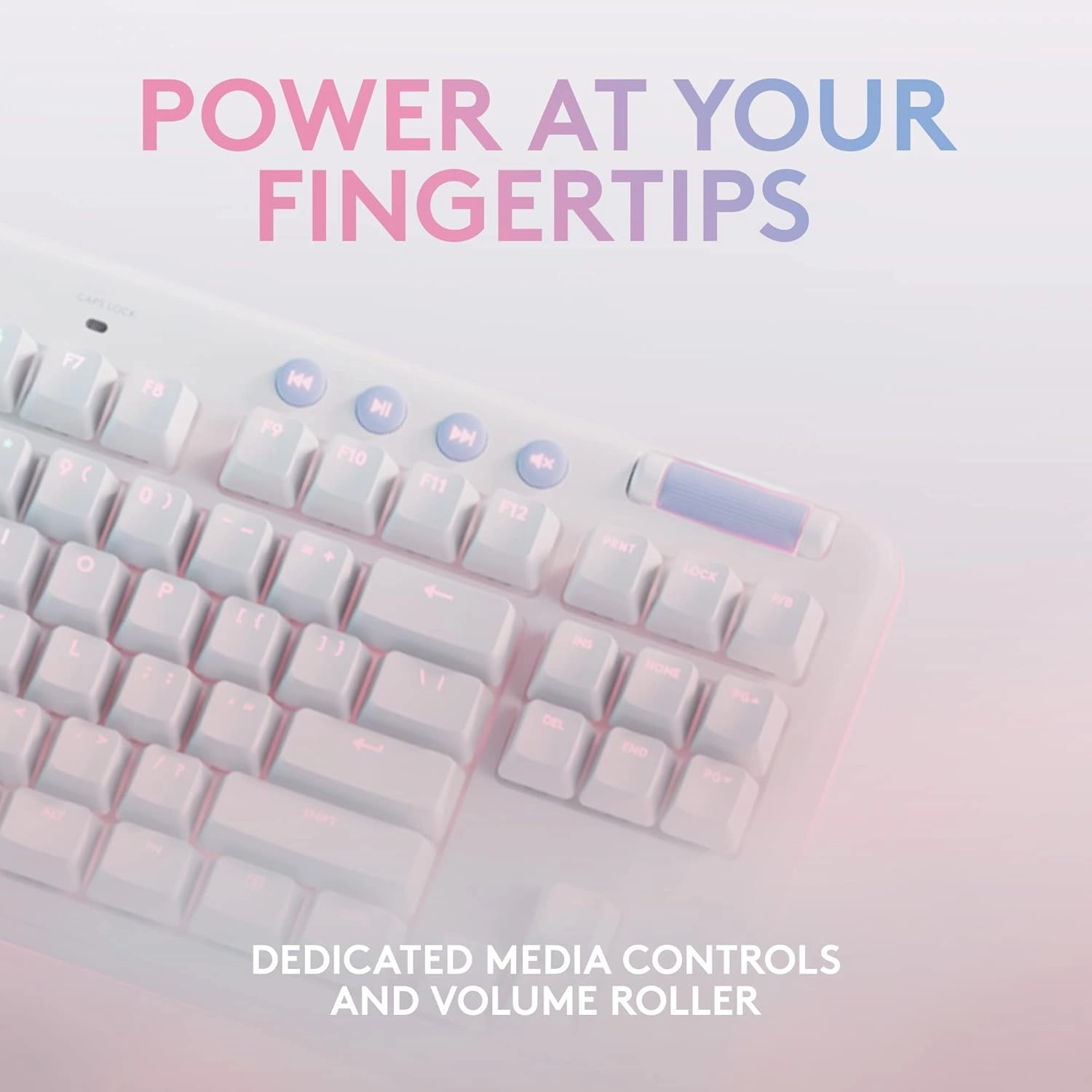 Logitech G715 Wireless Mechanical Gaming Keyboard with LIGHTSYNC RGB, LIGHTSPEED, Clicky Switches (GX Blue), and Keyboard Palm Rest, PC/Mac Compatible - White Mist