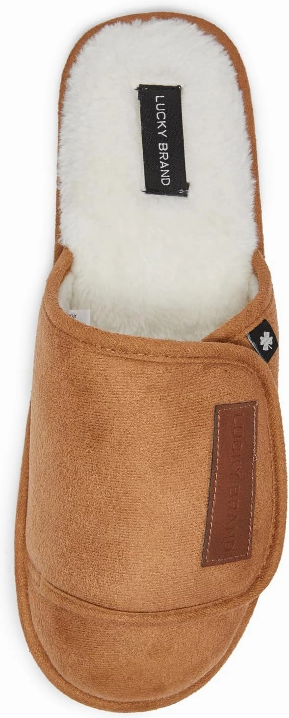 Lucky Brand Micro-Suede Scuff Indoor Slippers for Men with Plush Lining