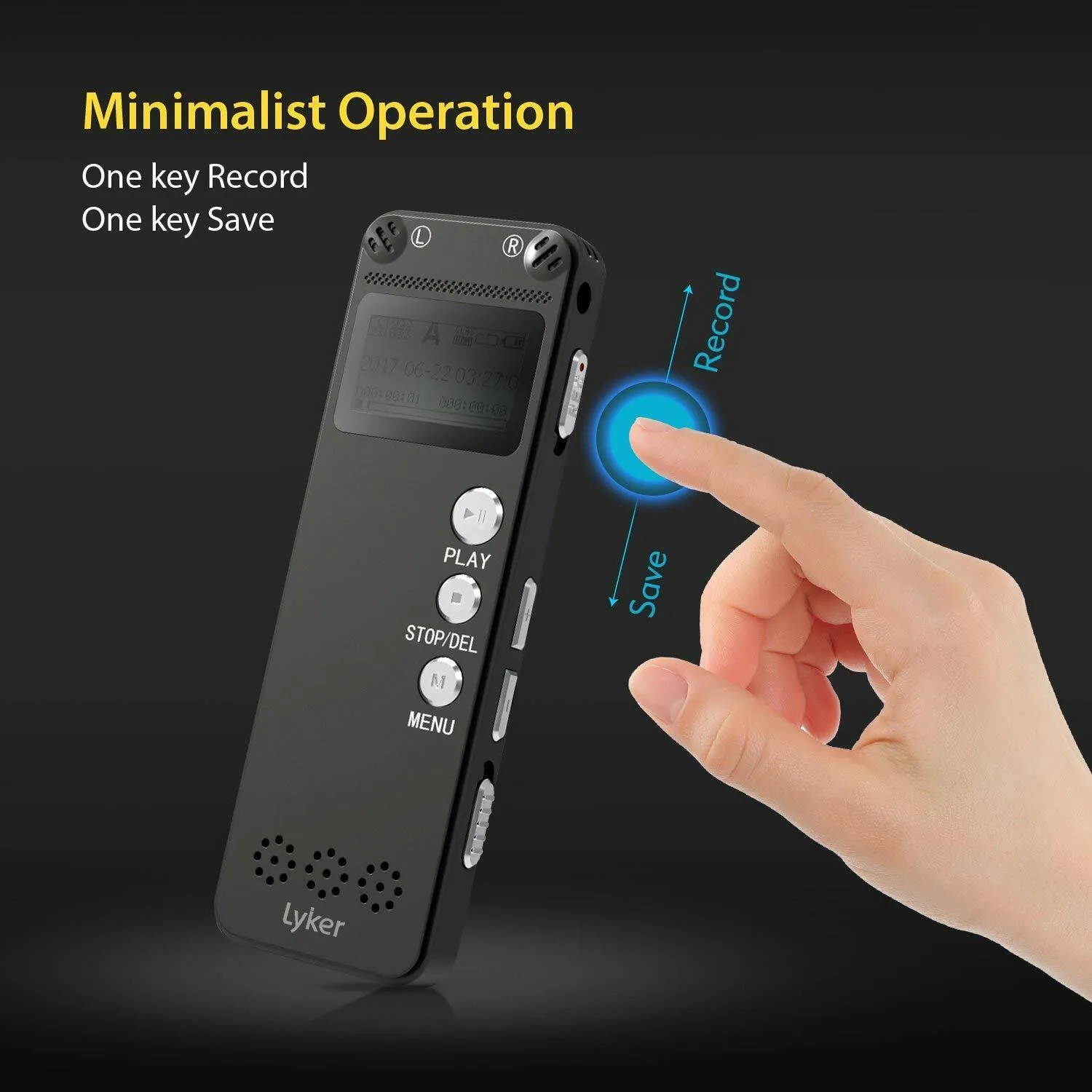 Lyker VM-31 Digital Voice Recorder for Lectures 8GB with Dual Microphone
