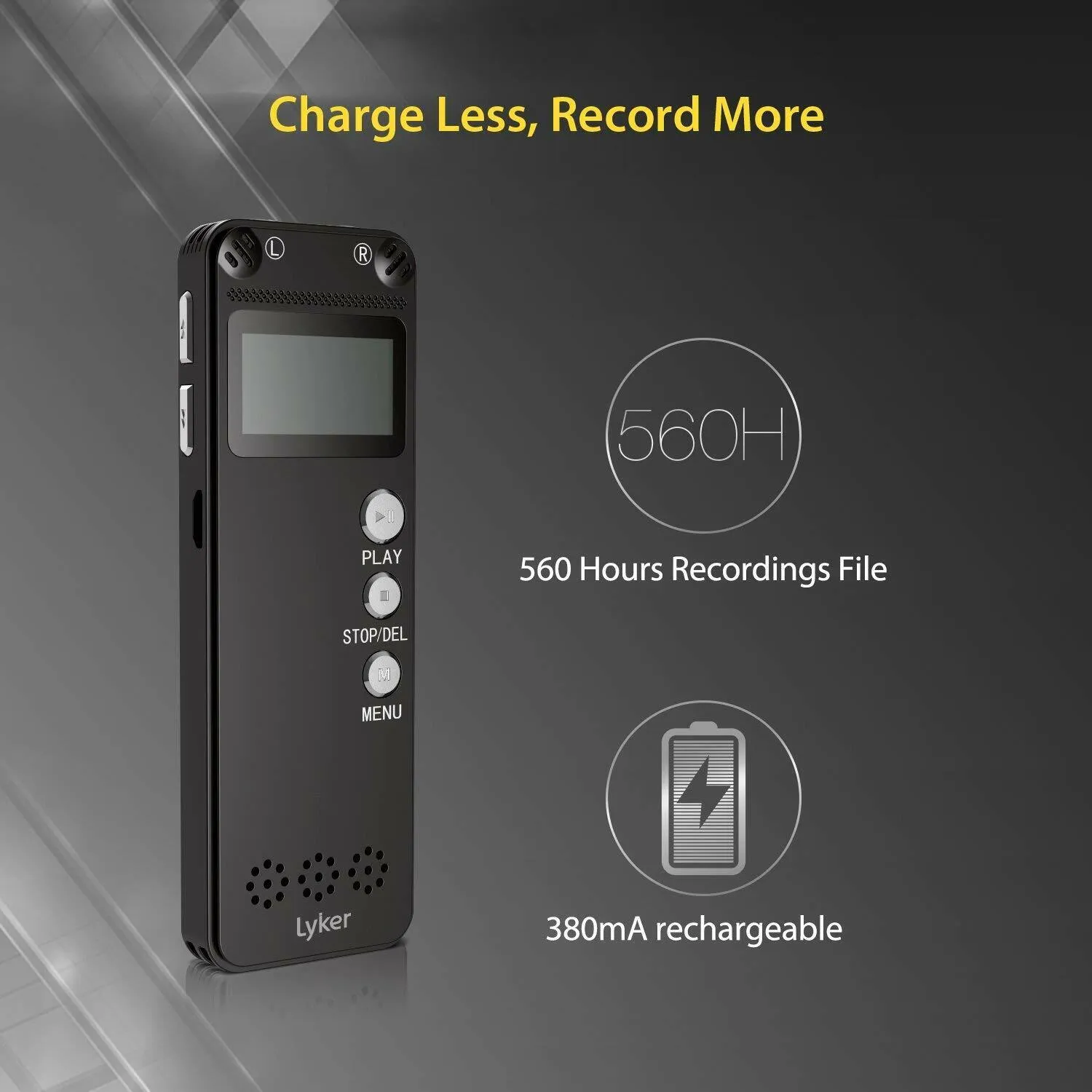 Lyker VM-31 Digital Voice Recorder for Lectures 8GB with Dual Microphone