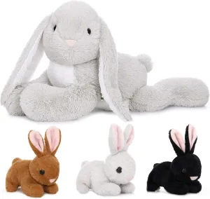 MaoGoLan 4Pcs Large Bunny Stuffed Animal with 3 Babies Inside, 24" Giant Easter Bunny Plush Toys, Soft and Cuddly Gray Stuffed Rabbit Gift for Kids,Girls,Boys,Teens
