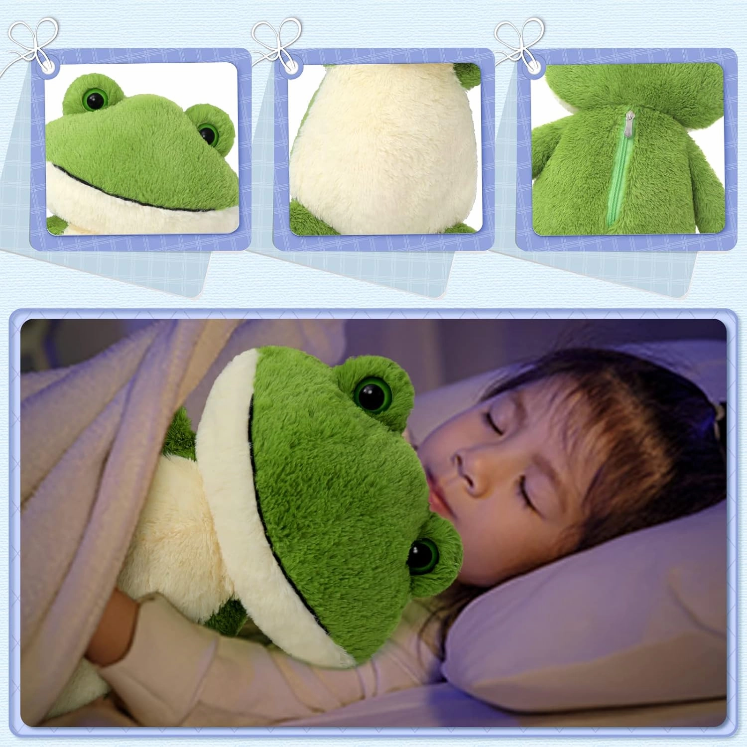 MaoGoLan Big Stuffed Frog 24 inch Giant Cute Frog Stuffed Animal for Teens Green Plush Toy for Girls Large Toad Plush Toy for Kids Birthday Gifts Themed Party Decor