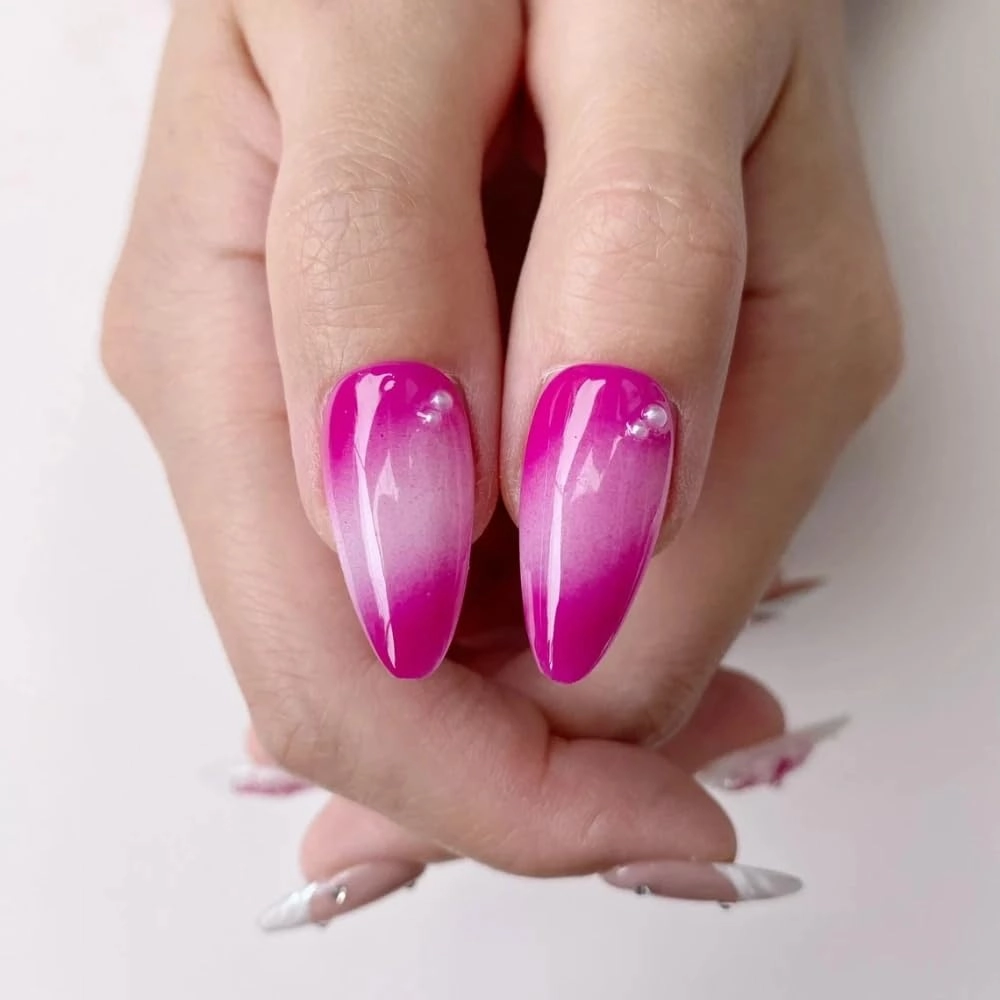 Medium Press On Nails - Handmade 3D False Nails Medium Almond 10 Pcs Reusable ABS Material Finger Painting Nail Tip French Salon Design-M size