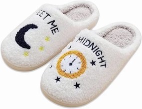 Meet Me at Midnight Slippers for Women Men Plush Fuzzy Cozy House Slippers Winter Warm Indoor Outdoor Shoes