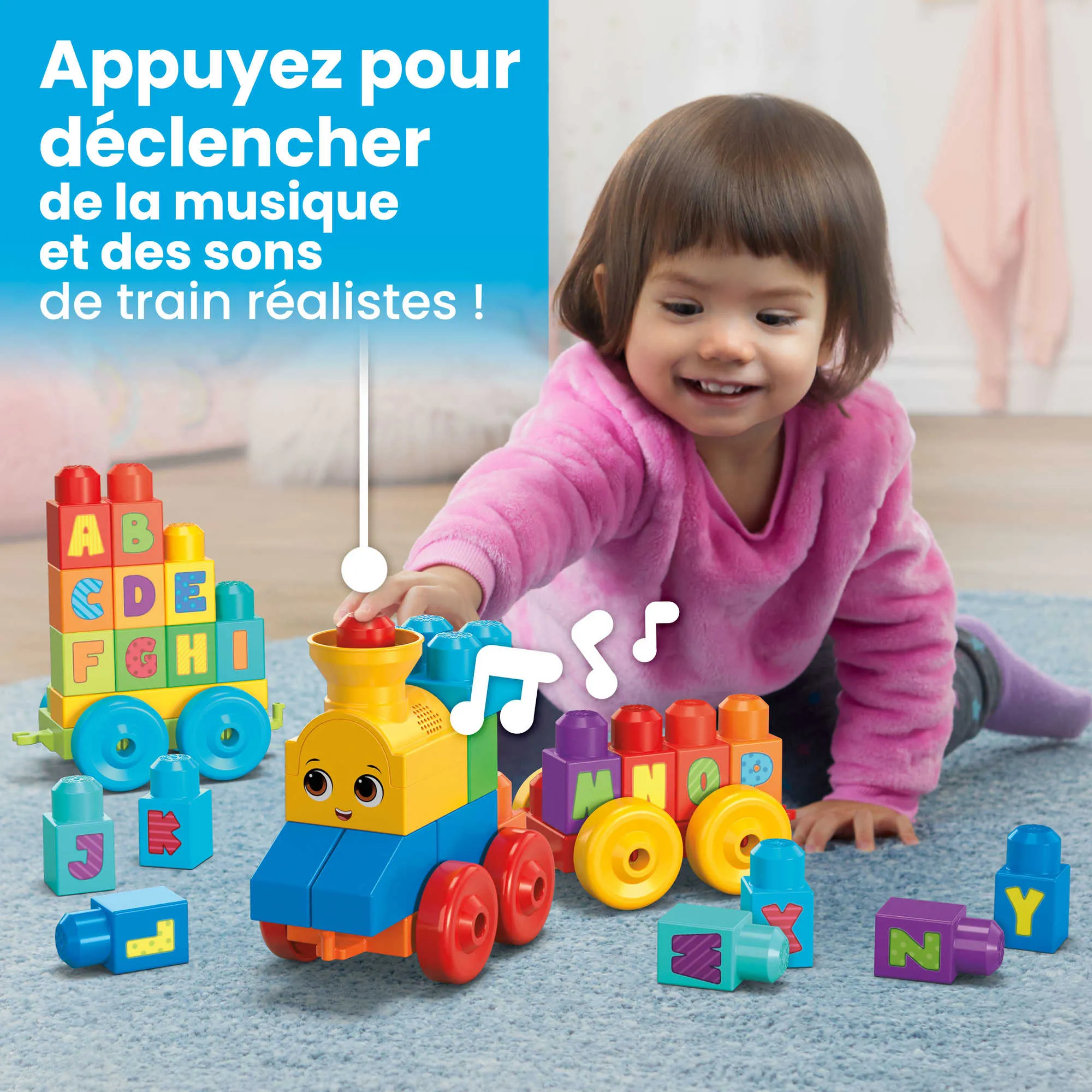 Mega Bloks - Le Train De L’Alphabet - Cubes De Construction Préscolaires - Jouet De Construction - 12 Mois Et  