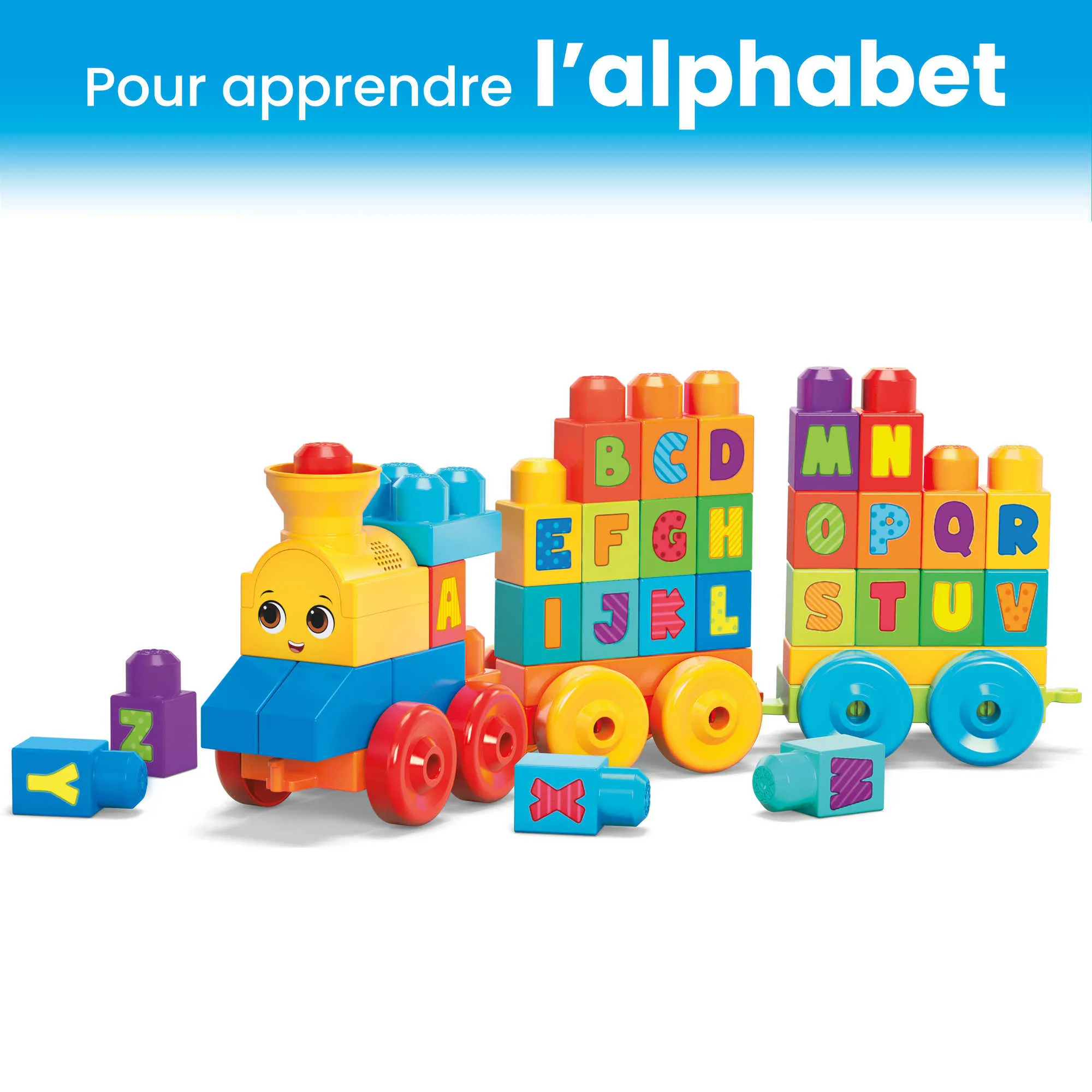 Mega Bloks - Le Train De L’Alphabet - Cubes De Construction Préscolaires - Jouet De Construction - 12 Mois Et  