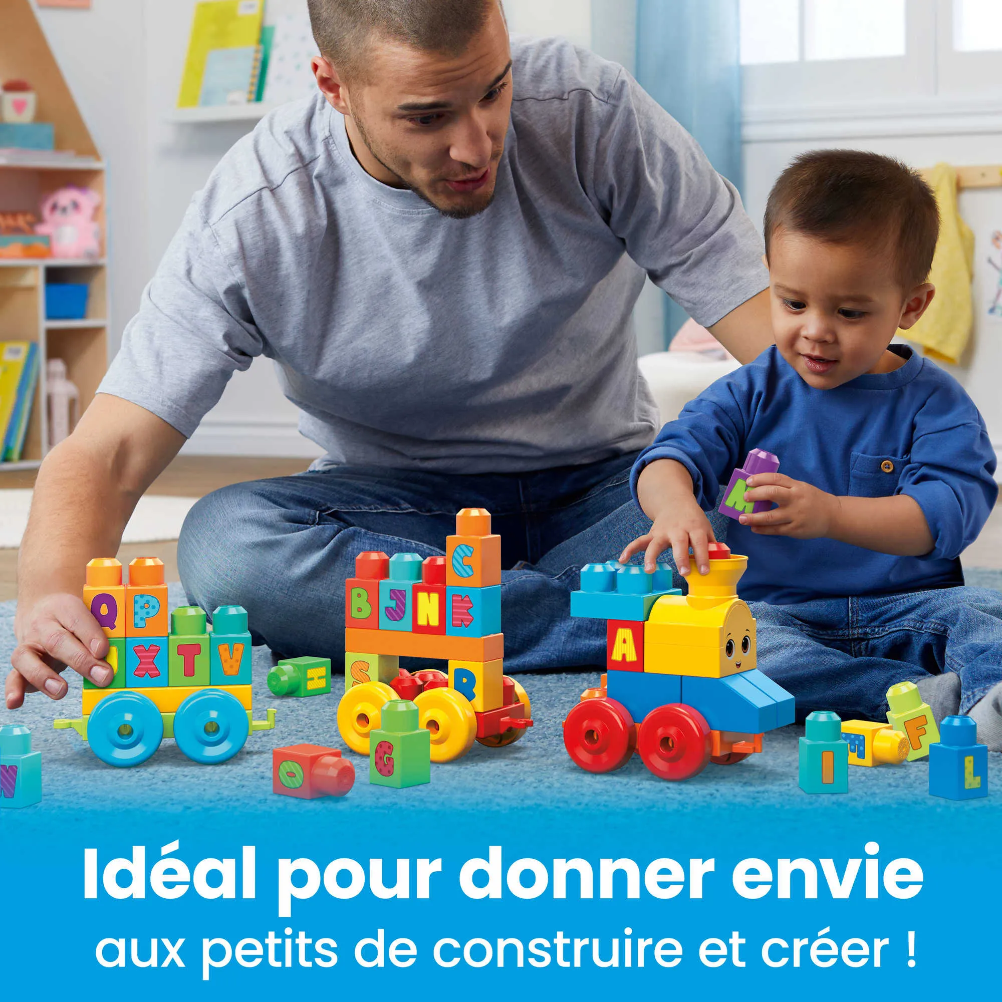 Mega Bloks - Le Train De L’Alphabet - Cubes De Construction Préscolaires - Jouet De Construction - 12 Mois Et  