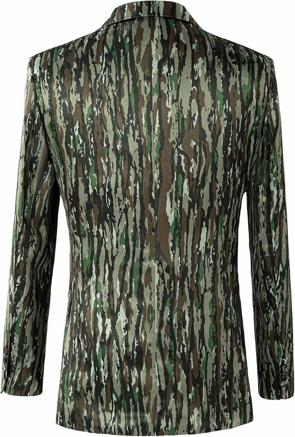 Men Green Camouflaged Suit Set 2 Piece, Classic Fit Two Button Jacket Pants Set with Tie for Business Prom