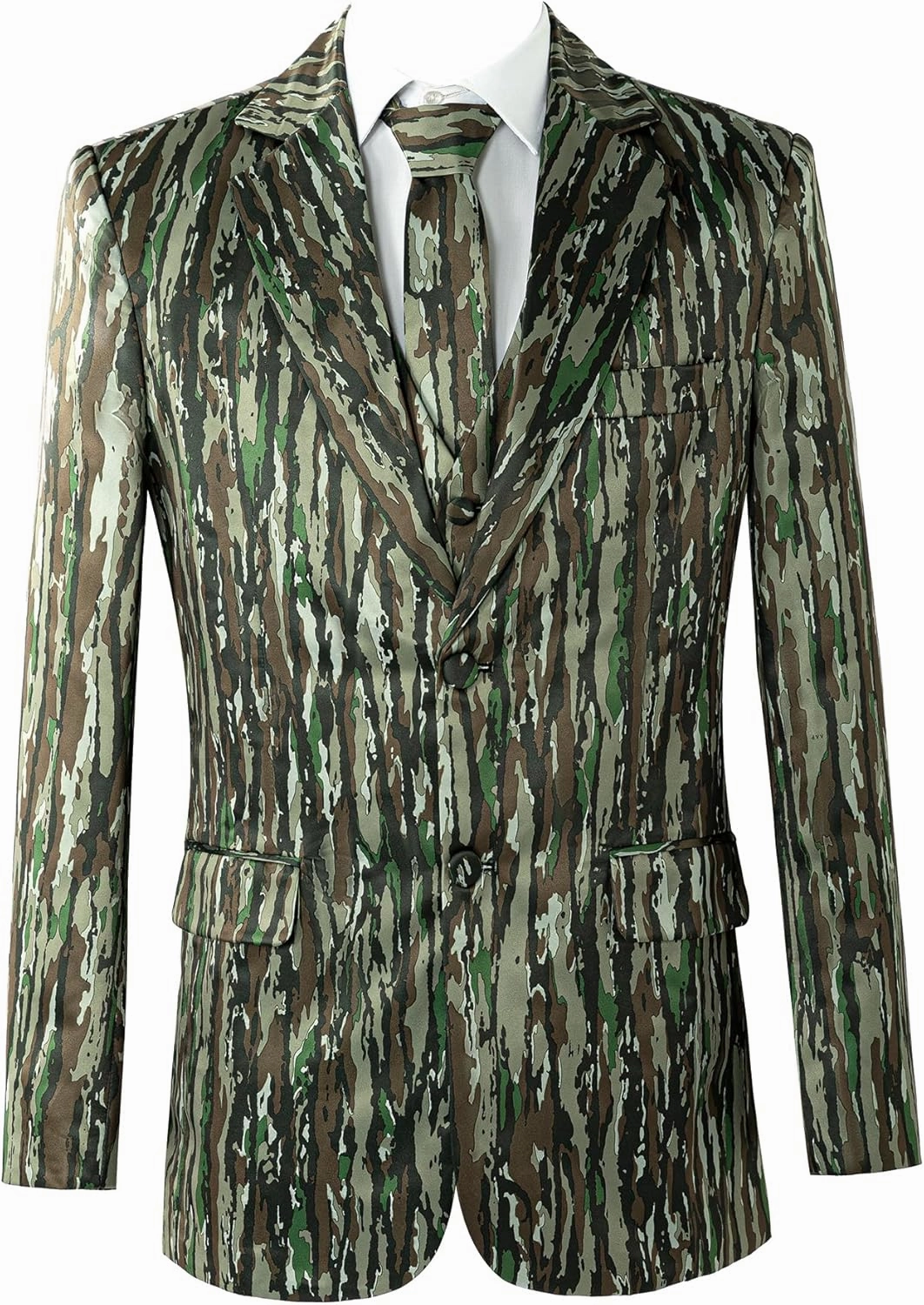 Men's 3-Piece Suit Slim Fit Suit Print Jacket Single Button Banquet Prom Wedding Suit Jacket Vest Pants Set