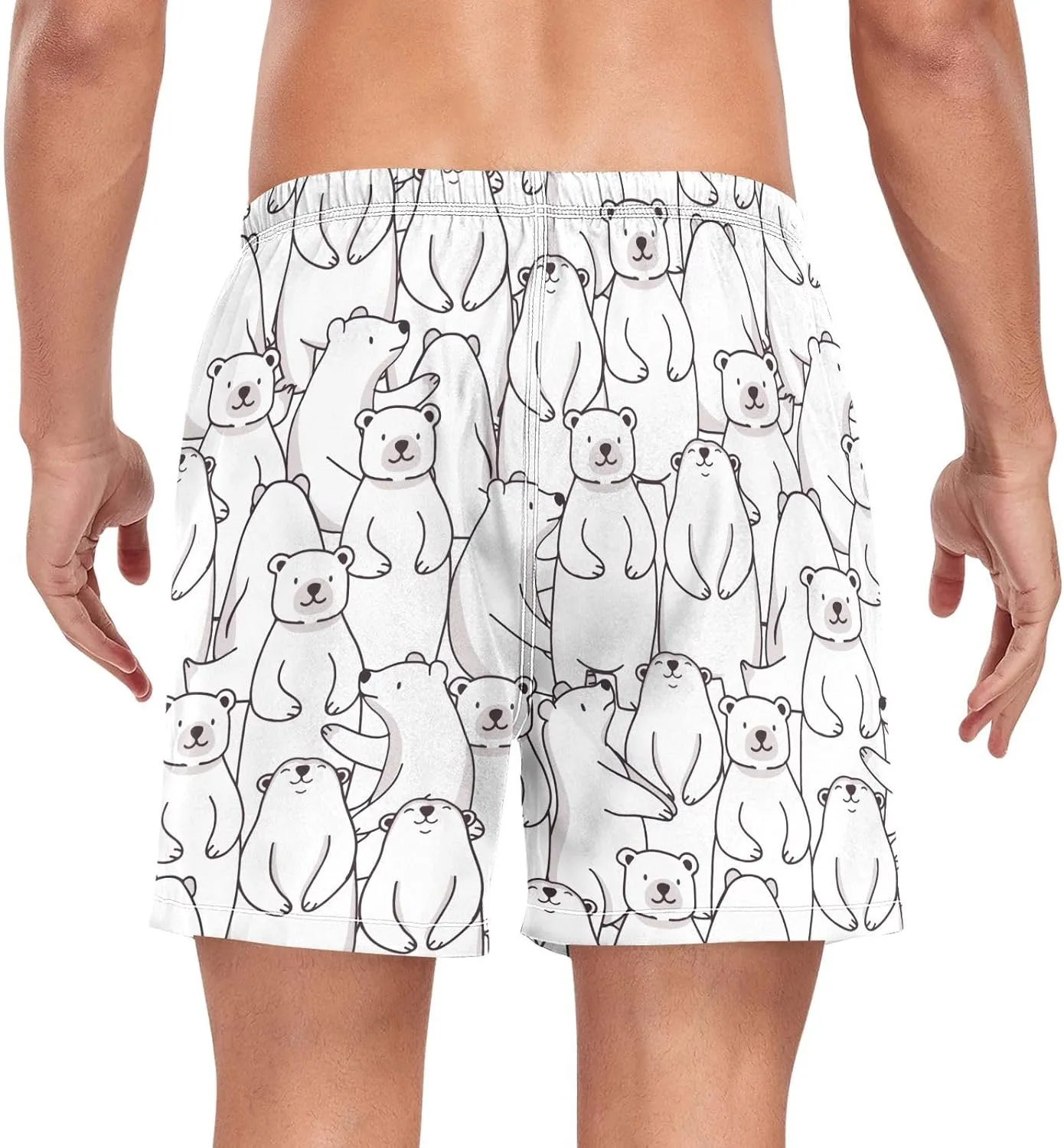 Men's Athletic Shorts Cute White Polar Bear Animals 2 in 1 Quick Dry Workout Gym Running Shorts for Men S-XXL