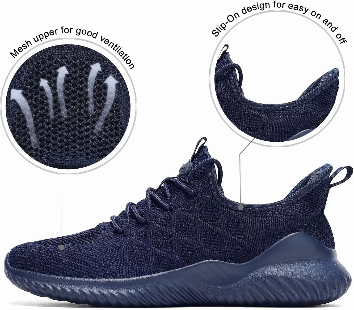 Mens Running Shoes Slip on Tennis Walking Sneakers Casual Mesh Breathable Lightweight Work Sport Shoes