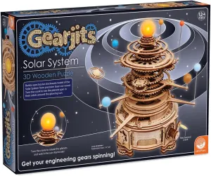 MindWare Gearjits: Solar System – Wooden 3D Building Puzzle for Teens & Adults – DIY Solar System Model – Fun for Parents Too! – Great STEAM Gifts for Ages 12 