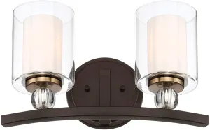 Minka Lavery Wall Light Fixtures 3072-416 Studio 5 Bath Vanity Lighting, 2-Light 200 Watts, Painted Bronze