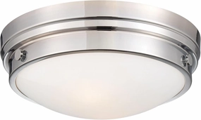 Minka Lavery Flush Mount Ceiling Light Round 823-77 2LT 120 watt (5" H x 13" W) Glass Chrome