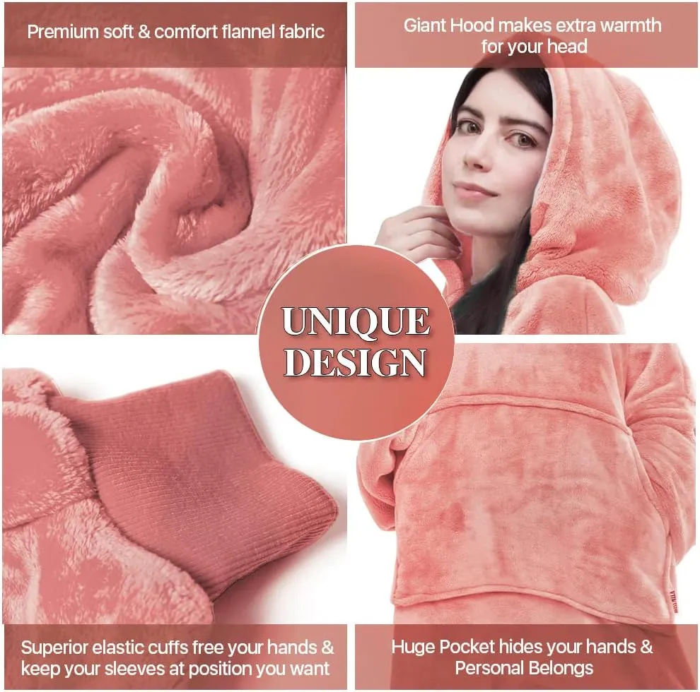 Miss Mila Wearable Blanket Hoodie,Extra Long & Warm Suggies for Women Men Adult with Sleeves and Giant Pocket