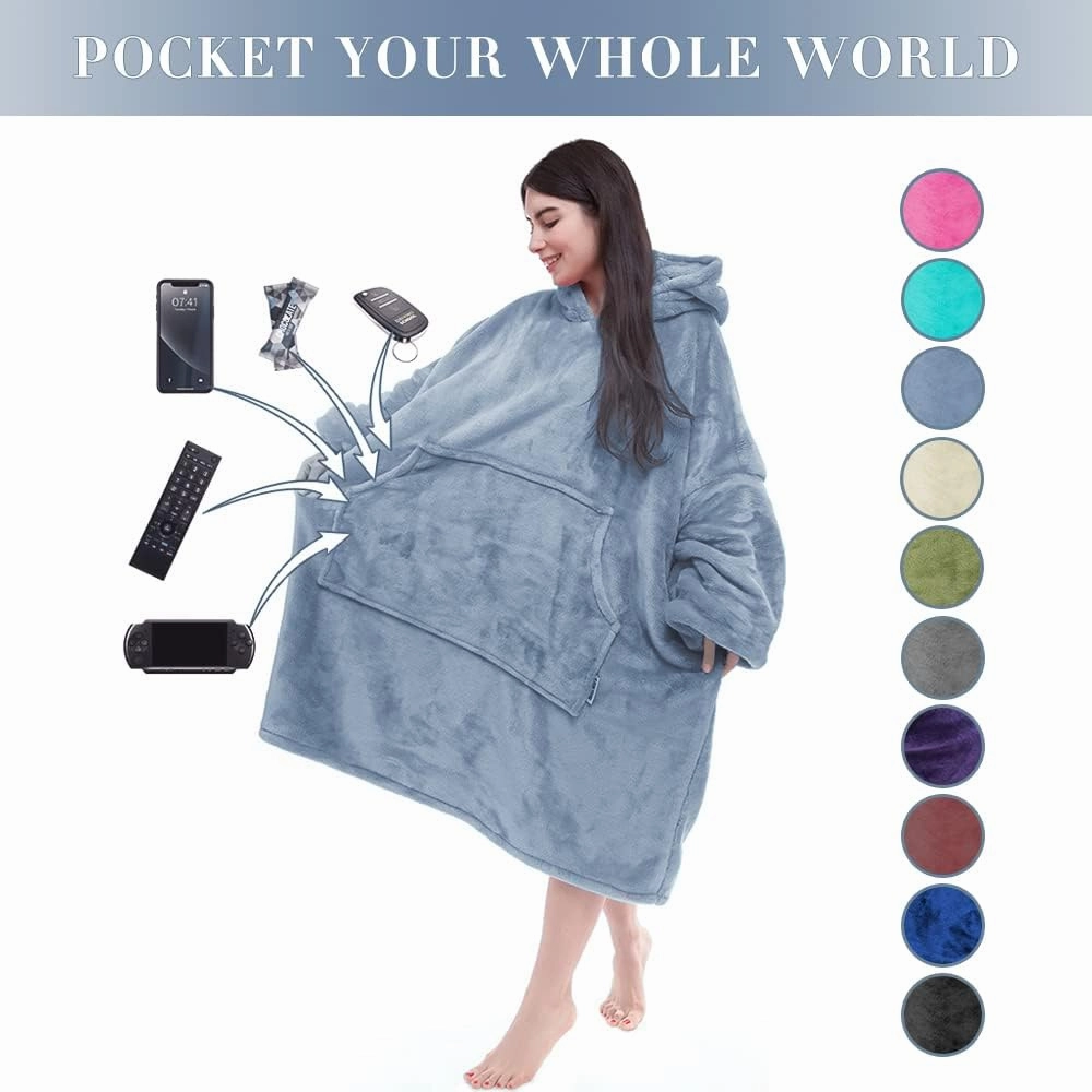 Miss Mila Wearable Blanket Hoodie,Extra Long & Warm Suggies for Women Men Adult with Sleeves and Giant Pocket