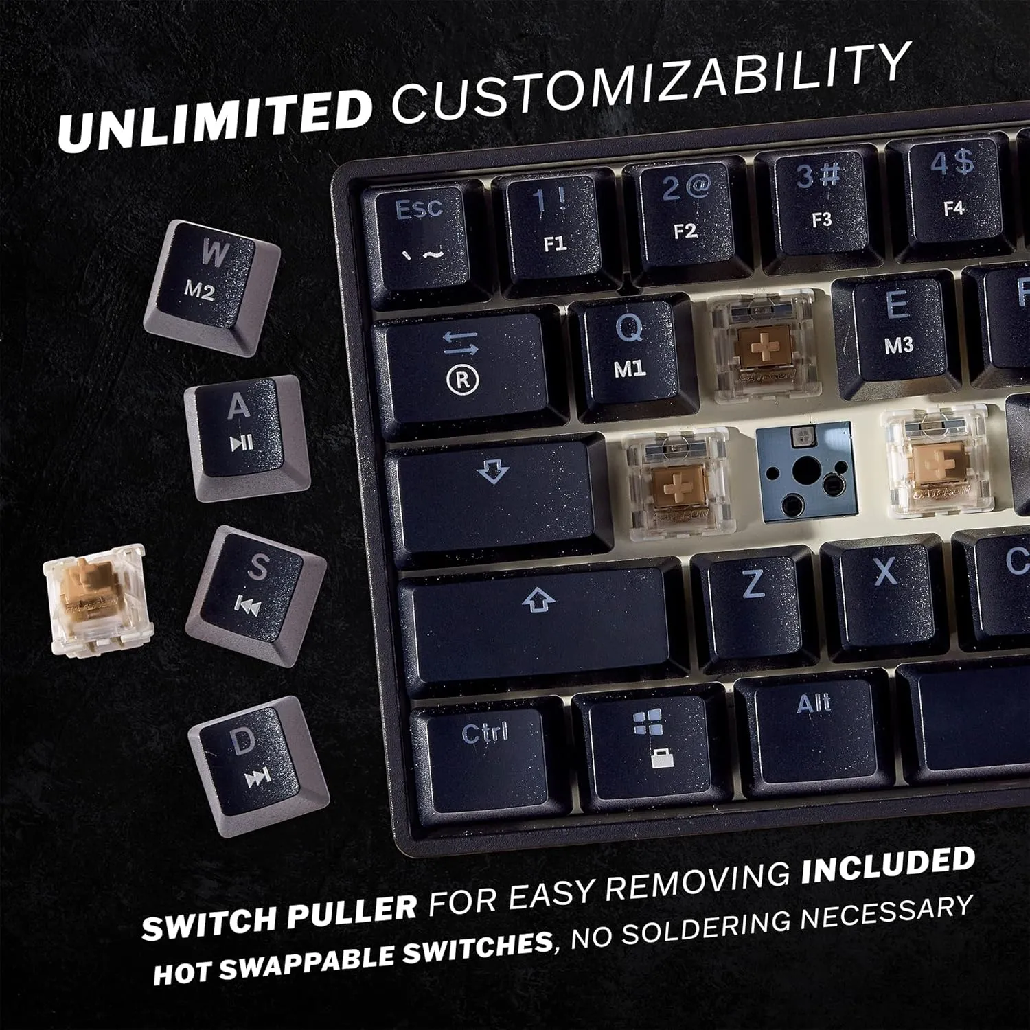 Mizar MZ60 Luna Mechanical Gaming Keyboard | 60% Keyboard 62 Key ANSI US Layout | RGB LED Backlit | Anti Ghosting NKRO | Progammable Macro Keys | Hotswap Gateron Optical Brown Switches | Black