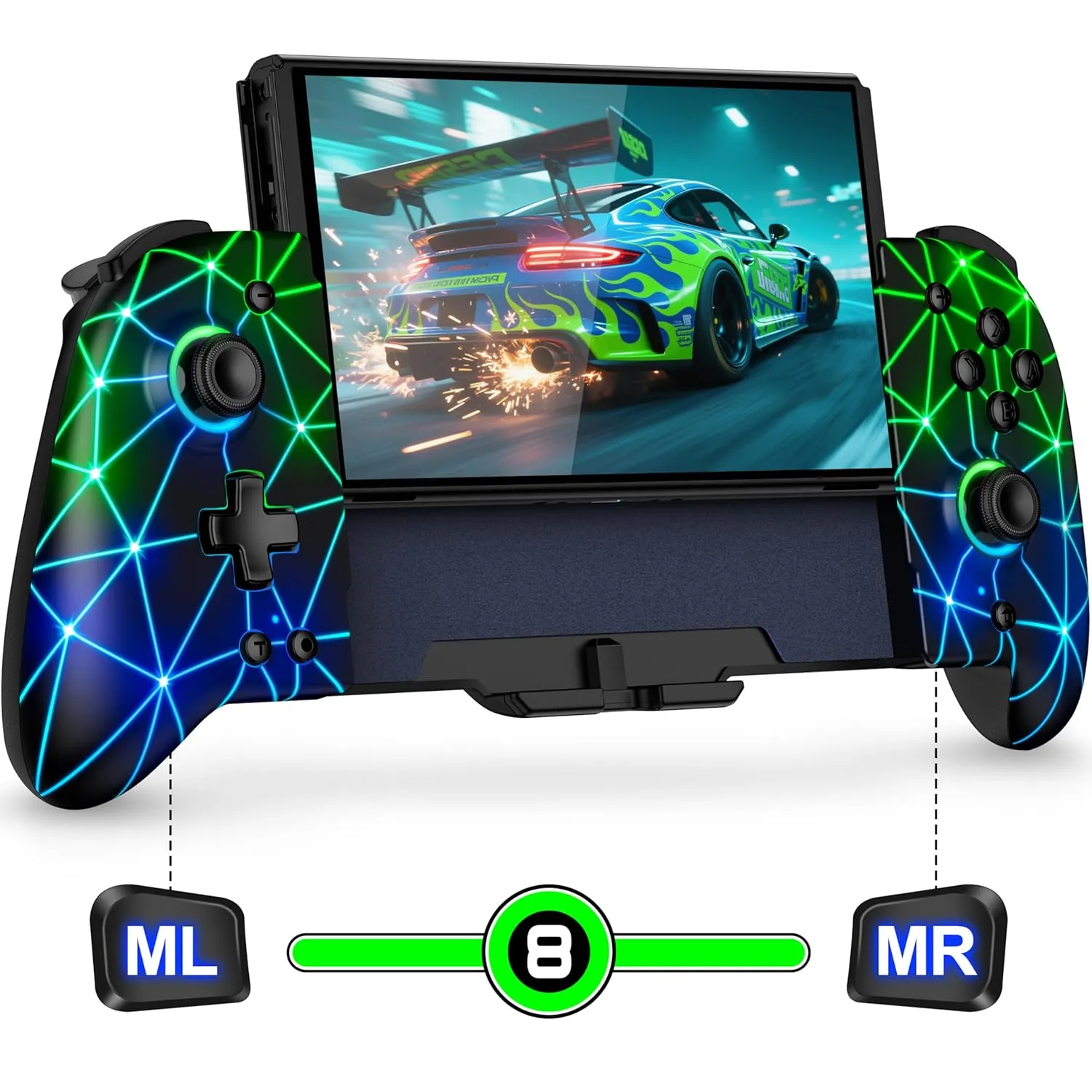 Mocagen Switch Controllers for Nintendo Switch/OLED Games Handheld Mode, Wireless Swtich Pro Controllers with Hall Effect Joystick & Trigger/Programming/Big Grip/Turbo