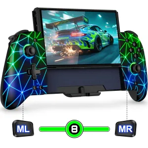 Mocagen Switch Controllers for Nintendo Switch/OLED Games Handheld Mode, Wireless Swtich Pro Controllers with Hall Effect Joystick & Trigger/Programming/Big Grip/Turbo