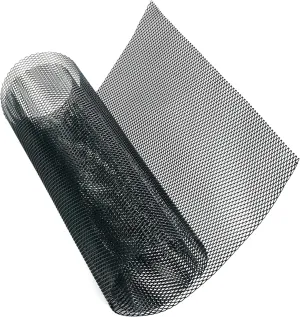 Modengzhe 40 x 13 inch Car Grill Mesh Sheet, Black Painted Aluminum Alloy Multifunctional Grille Mesh Roll, 3 x 6 mm Rhombic-Shape Grids