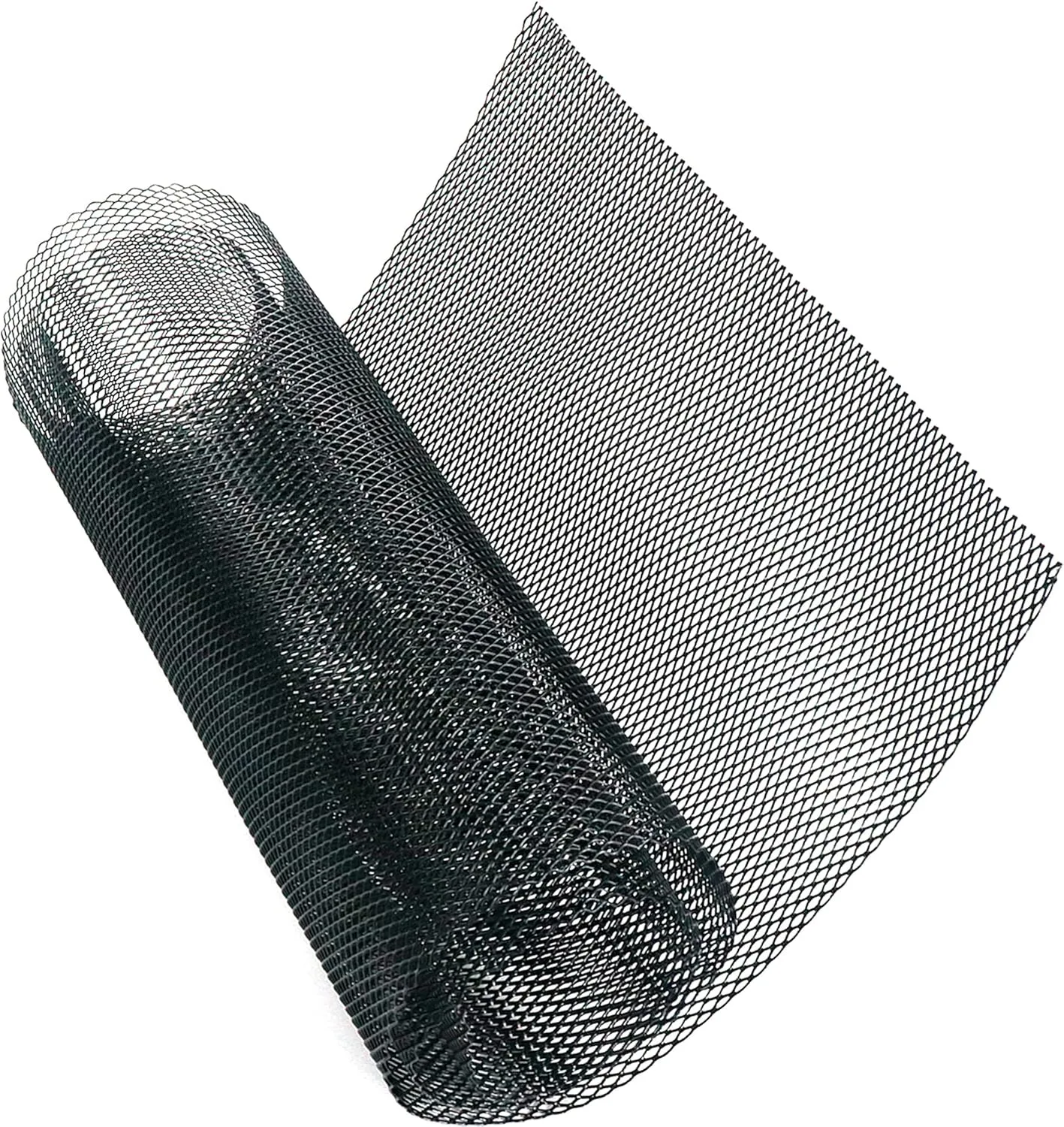 Modengzhe 40 x 13 inch Car Grill Mesh Sheet, Black Painted Aluminum Alloy Multifunctional Grille Mesh Roll, 3 x 6 mm Rhombic-Shape Grids