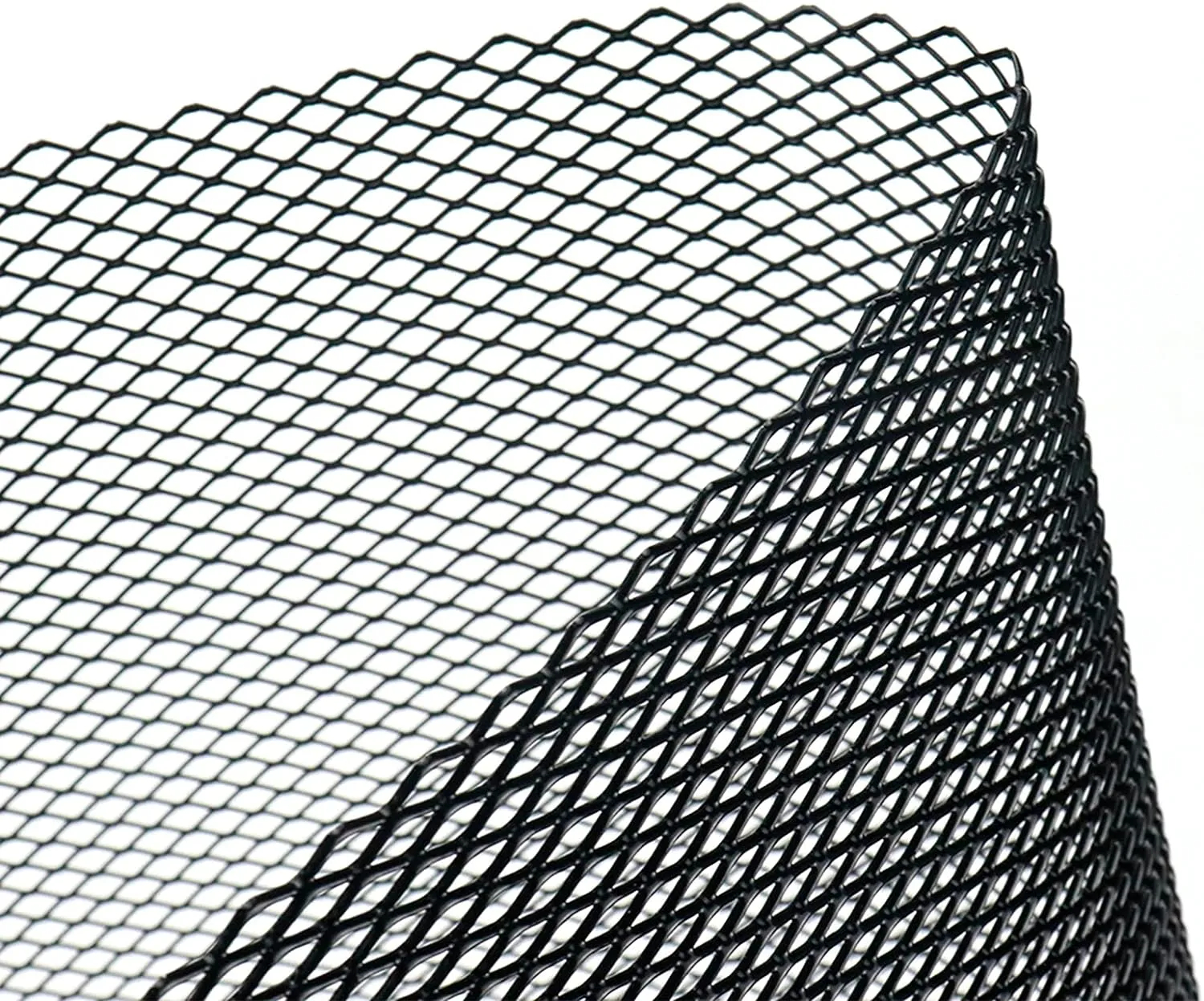 Modengzhe 40 x 13 inch Car Grill Mesh Sheet, Black Painted Aluminum Alloy Multifunctional Grille Mesh Roll, 3 x 6 mm Rhombic-Shape Grids