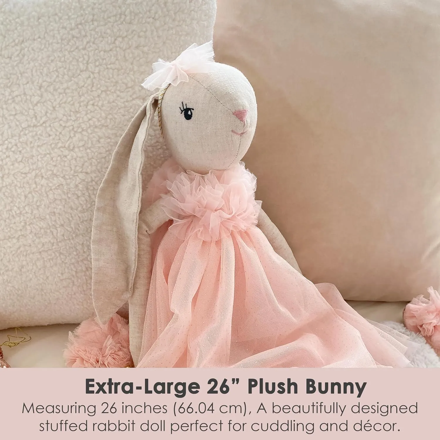 MON AMI Gloria The Bunny Ballerina Stuffed Animal Doll – 26”, Rabbit Plush Ballerina Doll, Use as Toy or Room Decor, Great Easter for Kids of All Ages