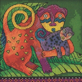 Monkey Beaded Counted Cross Stitch Kit Mill Hill 2022 Laurel Burch Amazonia Collection LB142213, Multi