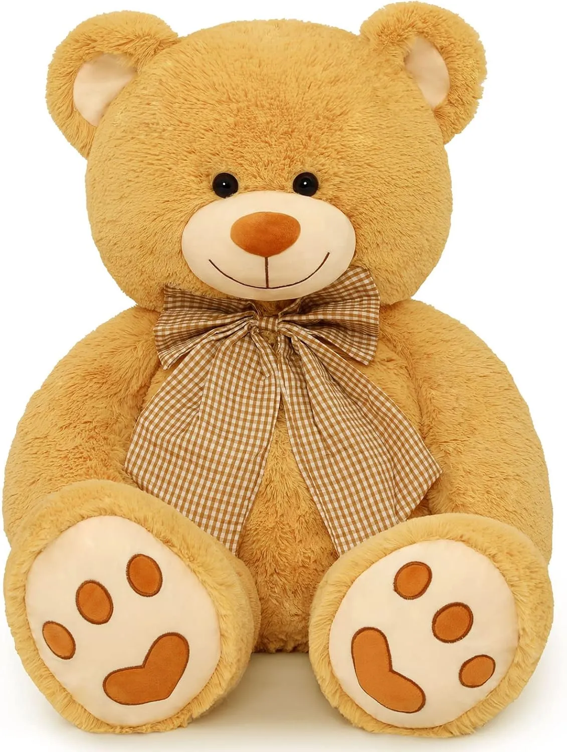 MorisMos Giant Teddy Bear Plush Toy 39“, Brown Big Bow Tie Bear Stuffed Animal, Soft Bear Plush Gifts for Kids, Girlfriend Wife on Birthday, Valentines, Christmas, Baby Shower Decor, Tan