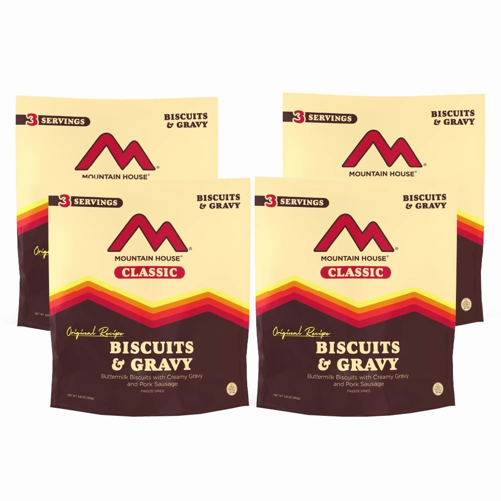Mountain House Classic Biscuits & Gravy | Freeze Dried Backpacking & Camping Food | 4-Pack