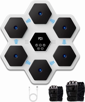 Music Boxing Machine Wall Mounted Smart Bluetooth Boxing Equipment for Boxing Enthusiasts（2 Pairs of Gloves）