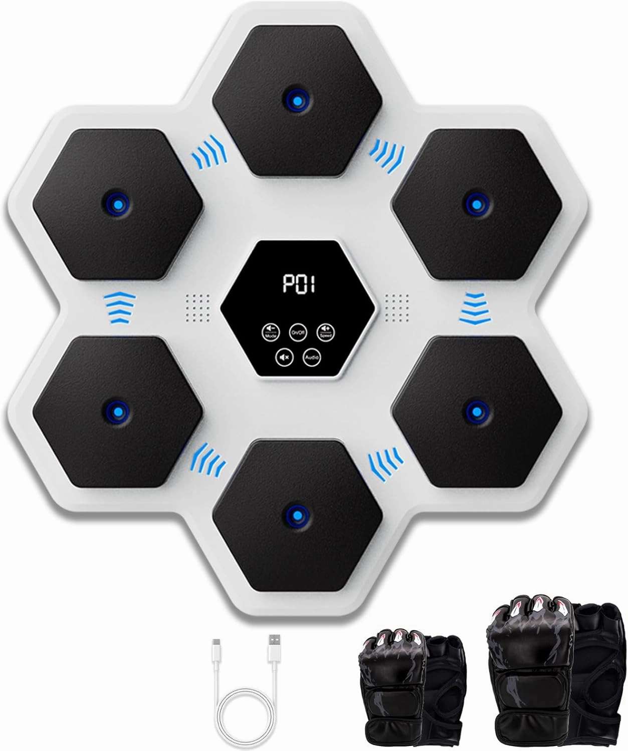 Music Boxing Machine Wall Mounted Smart Bluetooth Boxing Equipment for Boxing Enthusiasts（2 Pairs of Gloves）