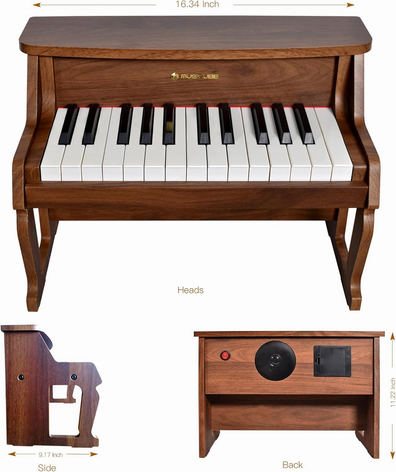 MUSICUBE Piano for Kids 25 Keys Classic Digital Wood Piano Educational Musical Toys for Boys Girls Aged 3 