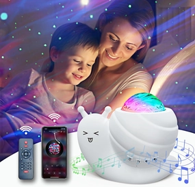 Mycket Star Projector Night Light, 4 in 1 Aurora Galaxy Projector Lights, Snail Kid Night Lights for Bedroom with Remote/Music Bluetooth Speaker/Colors Changing/Timer Fuction for Kids Adults Gifts