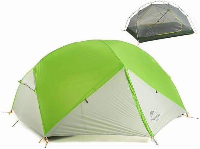 Naturehike Ultralight Camping Outdoor Tent, Portable Backpacking Tent,Lightweight 4.7 lbs,for 2 Person,with Large Mesh Windows and Carrying Bag,Waterproof Windproof