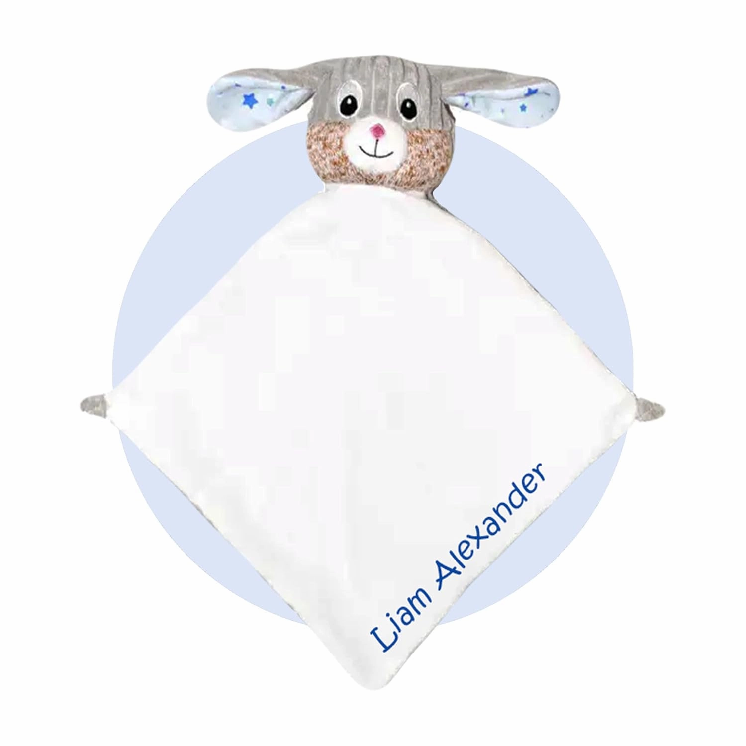 Newborn Stuffed Animal - Personalized Baby Boy Gifts - Baby Name Sign - Baby Announcement Sign - Baby Personalized Gifts - Personalized Baby Blanket Set - (Bunny Blue (Sensory))