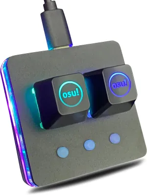Newhui Mini 2-Key OSU! Keypad Hot Swap Mechanical Gaming Keyboard Macro Programmable Portable Wired One-Handed Keyboard with with RGB LED Backlit and USB-C Interface(Cherry Red Switch).
