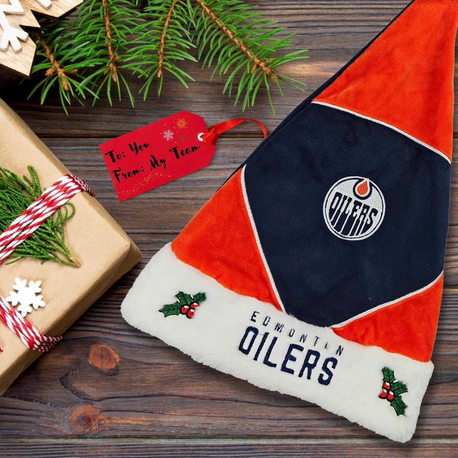 NHL Colorblock Santa Hat – Show Your Ice Hockey Spirit with Officially Licensed NHL Holiday Fan Apparel and Gift