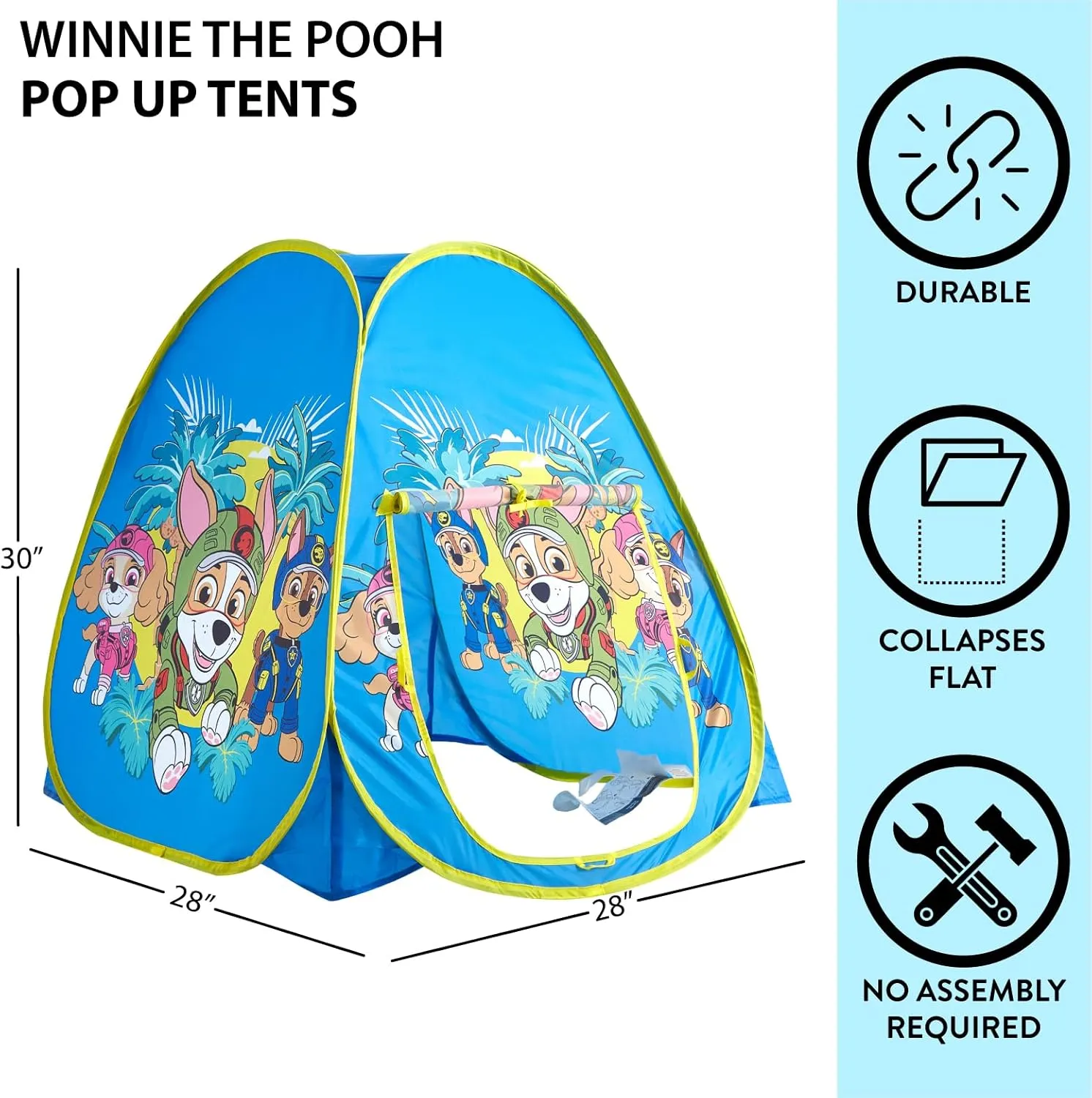 Nickelodeon Paw Patrol Collapsible Pop-Up Play Tent for Kids,28"x28"x30" Indoor Playhouse Fun,Ages 3 