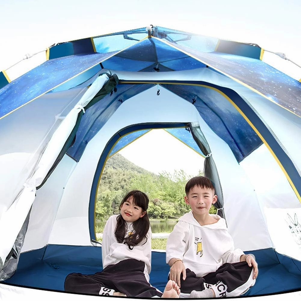 NIEH 3 in 1 Foldable Camping Tent for 4-6 Persons, Beach Shelter Portable Family Tents Top Up Tent Waterproof for Travelling Beach BBQ Park Fishing Instant Sun Shade Shelter Canopy