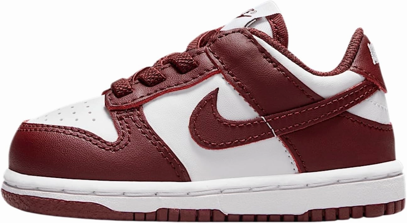 Nike Dunk Low Baby/Toddler Shoes (FB9107-115, White/Gym Red/Redwood)