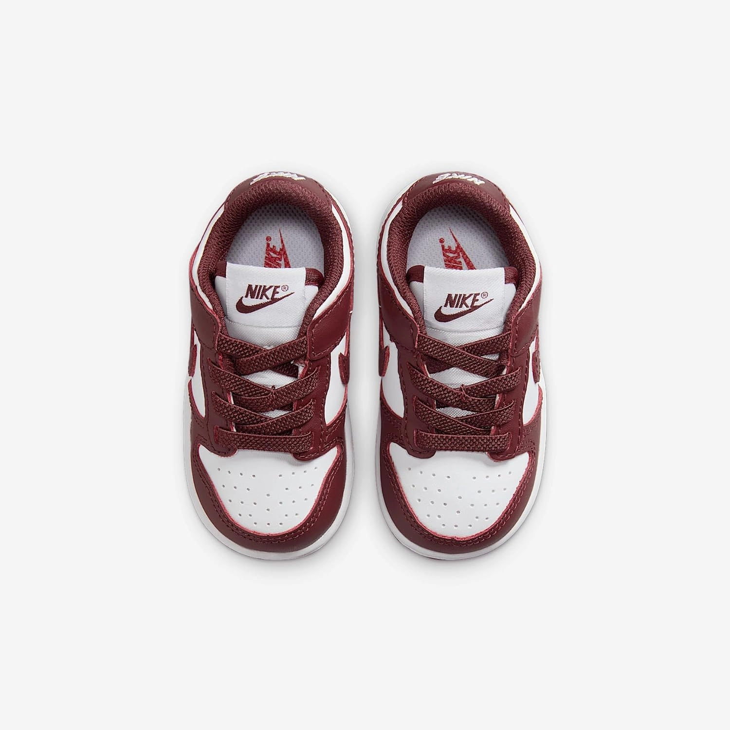 Nike Dunk Low Baby/Toddler Shoes (FB9107-115, White/Gym Red/Redwood)
