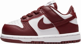 Nike Dunk Low Baby/Toddler Shoes (FB9107-115, White/Gym Red/Redwood)