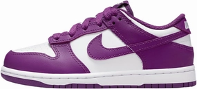 Nike Dunk Low Little Kids' Shoes (FB9108-110, White/White/Viotech) Size 1