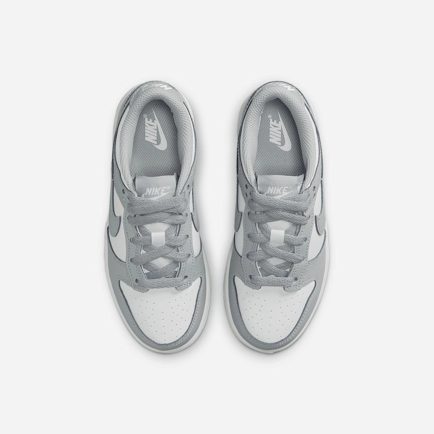 Nike Dunk Low Little Kids' Shoes (FB9108-123, White/White/Light Smoke Grey)